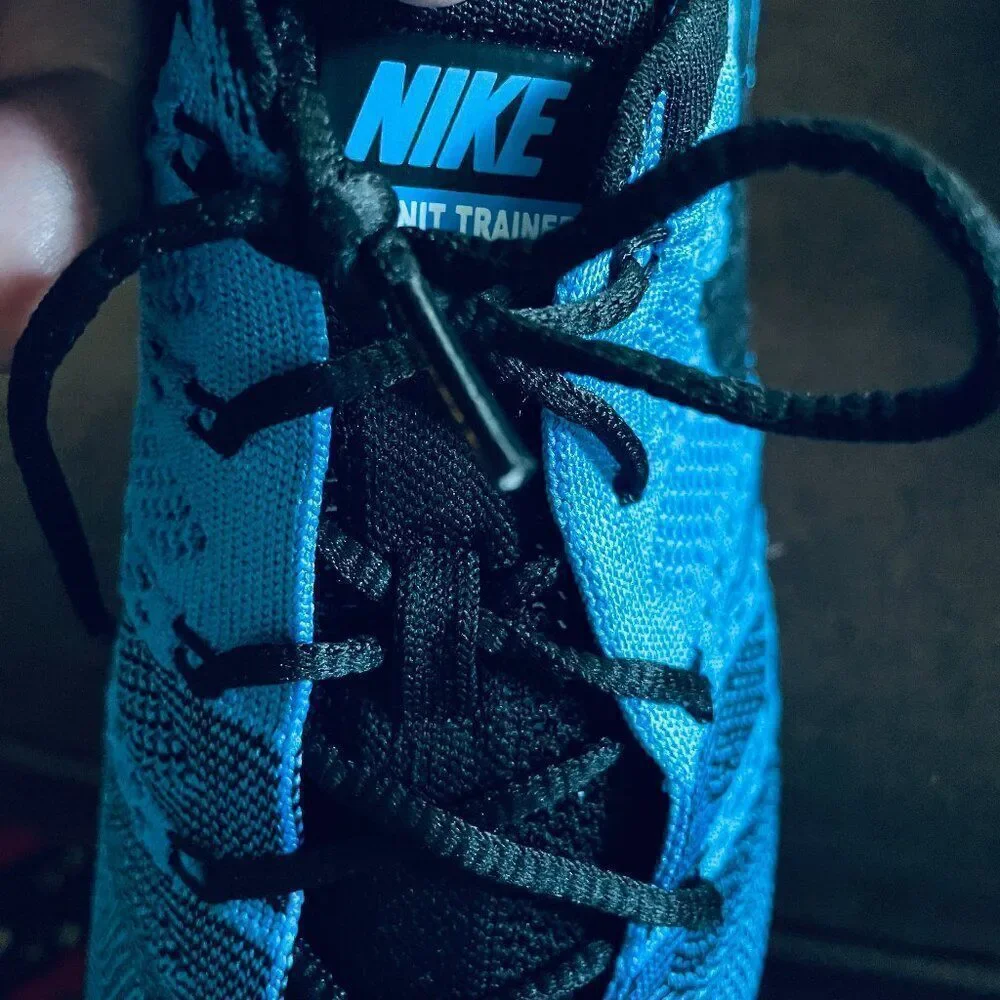 NEW NIKE FLYKNIT TRAINER 532984-440 blue glow/blue tint-black US 12 46 EUR 11 UK
